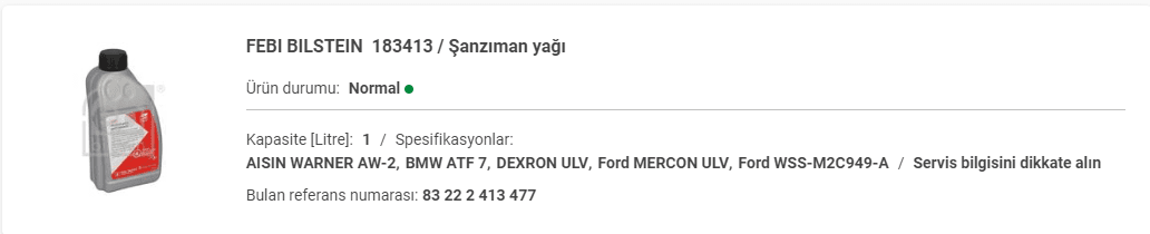 FEBI BILSTEIN 183413 — Şanzıman yağı